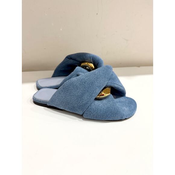 NWOT JW Anderson Denim Gold Buckle Chunky Flat Slide Sandals Blue Women's EU 40 - Picture 4 of 7